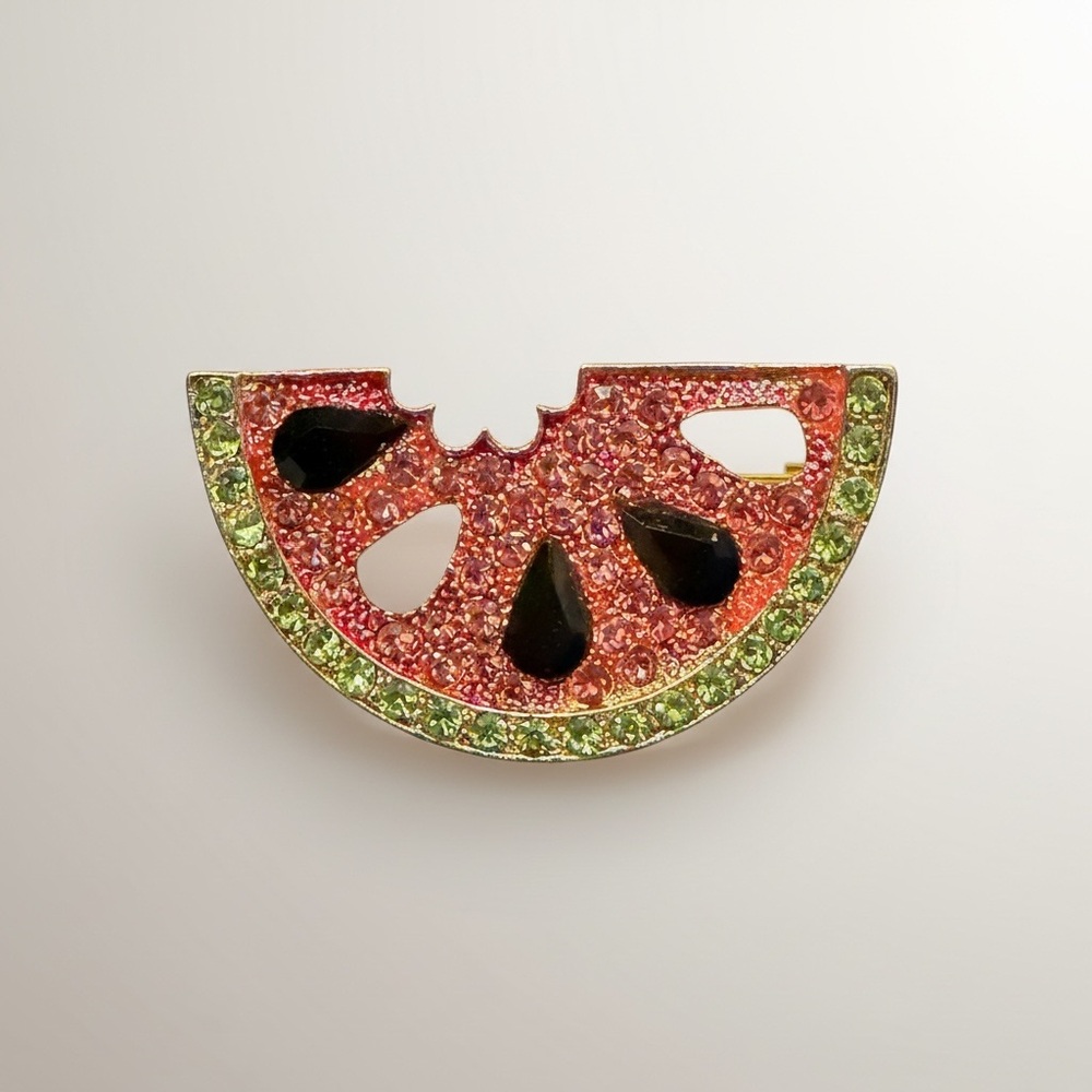 Sparkling Watermelon Slice Brooch